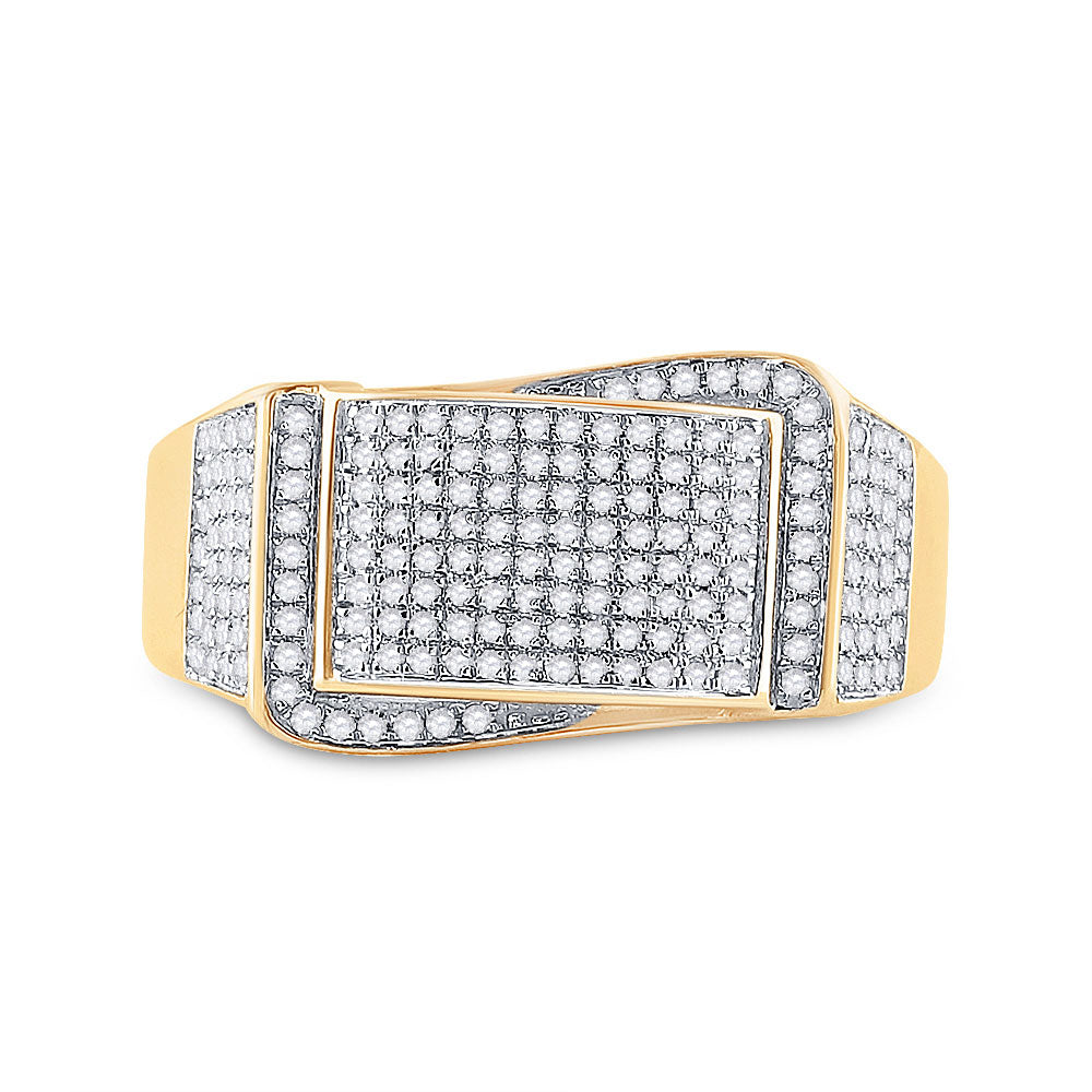 10K Yellow Gold Mens Round Diamond Fashion Ring 1/2 Cttw, Mens Size: 7-13