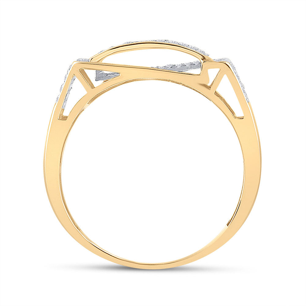 10K Yellow Gold Mens Round Diamond Fashion Ring 1/2 Cttw, Mens Size: 7-13