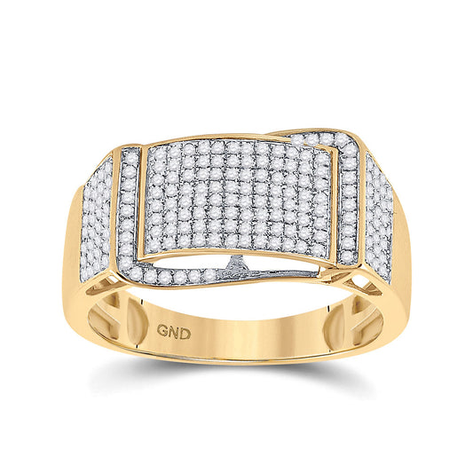 10K Yellow Gold Mens Round Diamond Fashion Ring 1/2 Cttw, Mens Size: 7-13