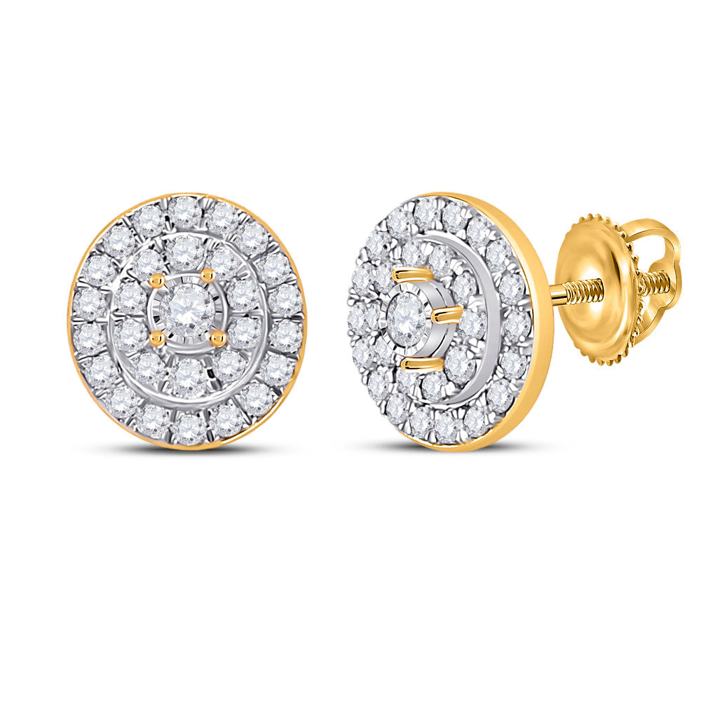 10K Yellow Or White Or Rose Gold Womens Round Diamond Oval Earrings
