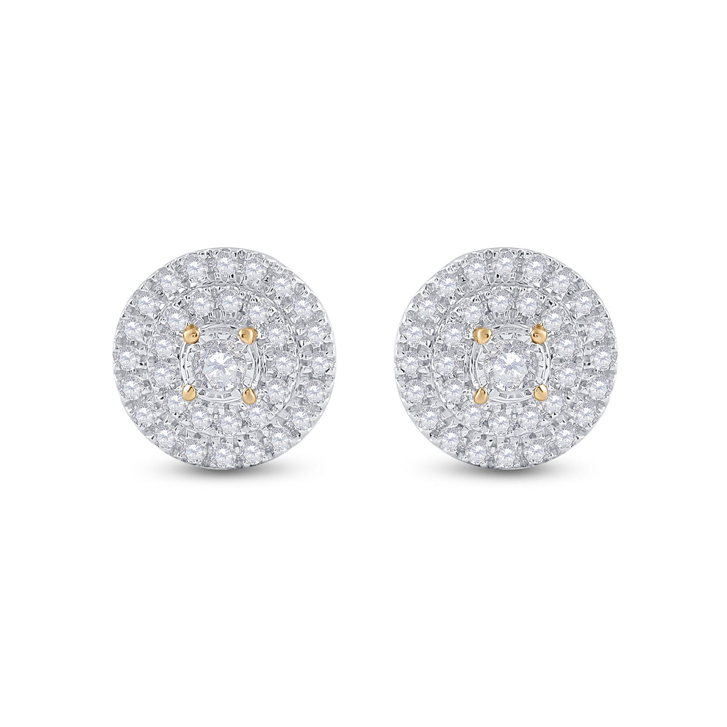 10K Yellow Gold Womens Round Diamond Circle Earrings 1/4 Cttw