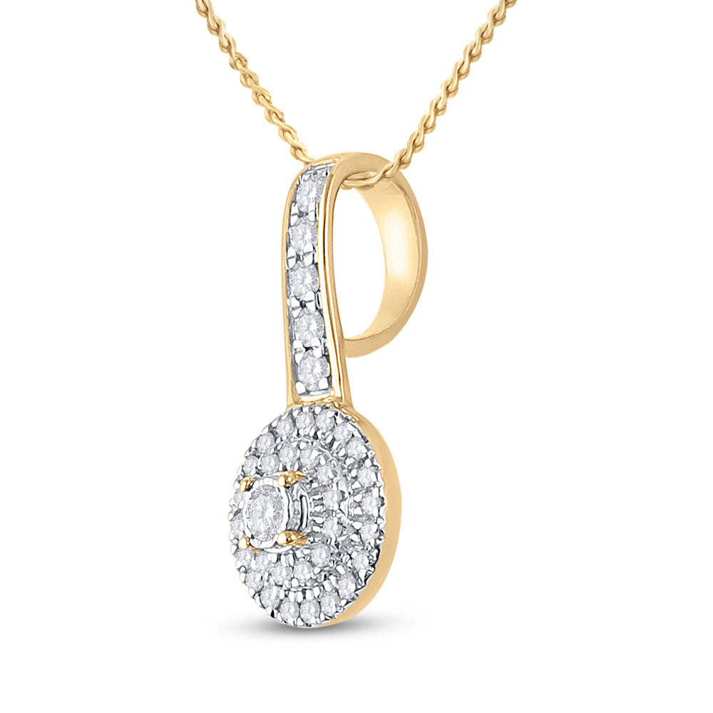 10K Yellow Or Rose Gold Womens Round Diamond Circle Pendant
