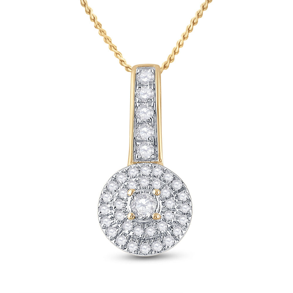 10K Yellow Or Rose Gold Womens Round Diamond Circle Pendant