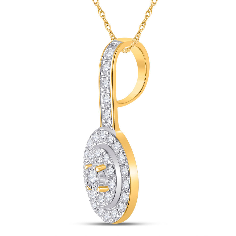 10K Yellow Or White Or Rose Gold Womens Round Diamond Fashion Pendant