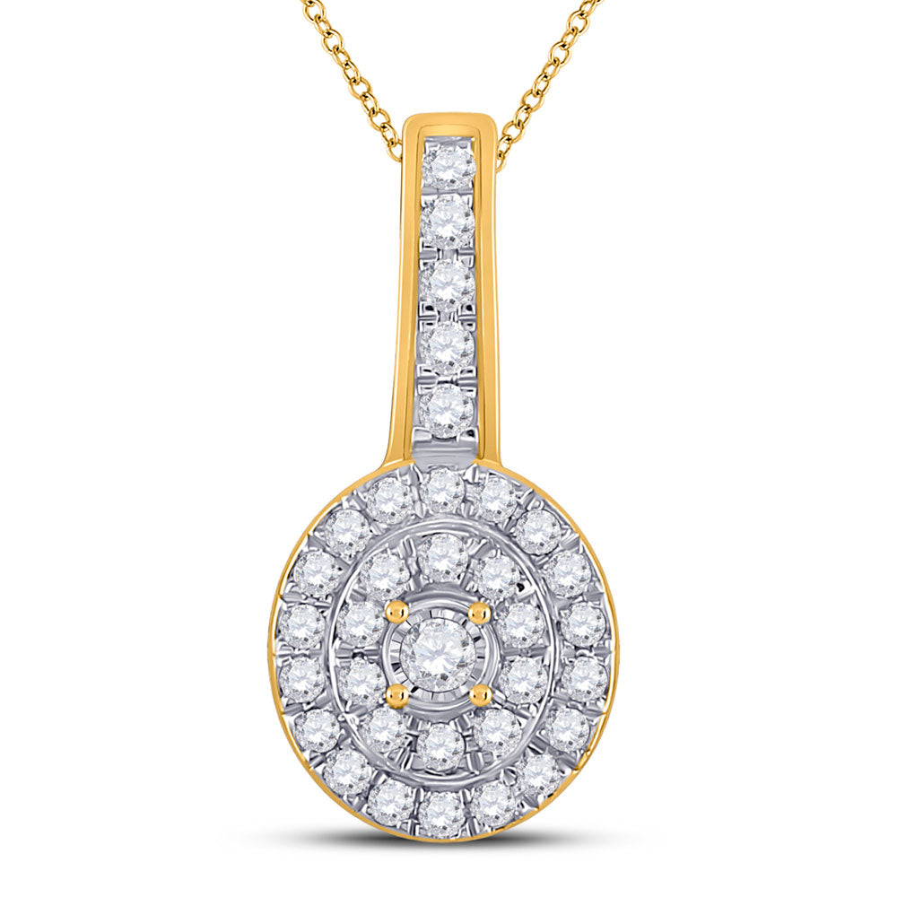 10K Yellow Or White Or Rose Gold Womens Round Diamond Fashion Pendant