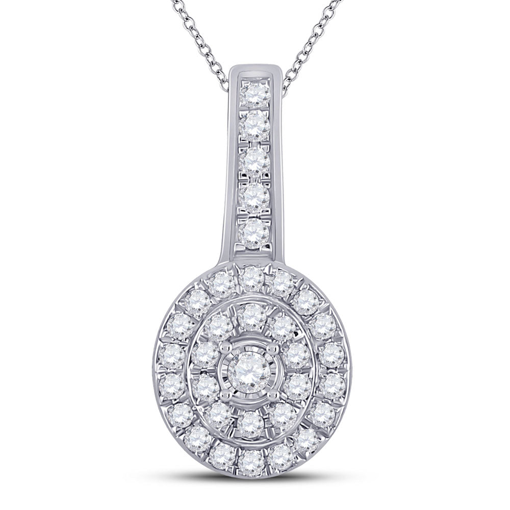 10K Yellow Or White Or Rose Gold Womens Round Diamond Fashion Pendant