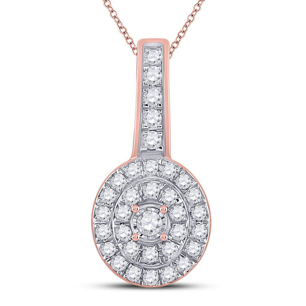 10K Yellow Or White Or Rose Gold Womens Round Diamond Fashion Pendant