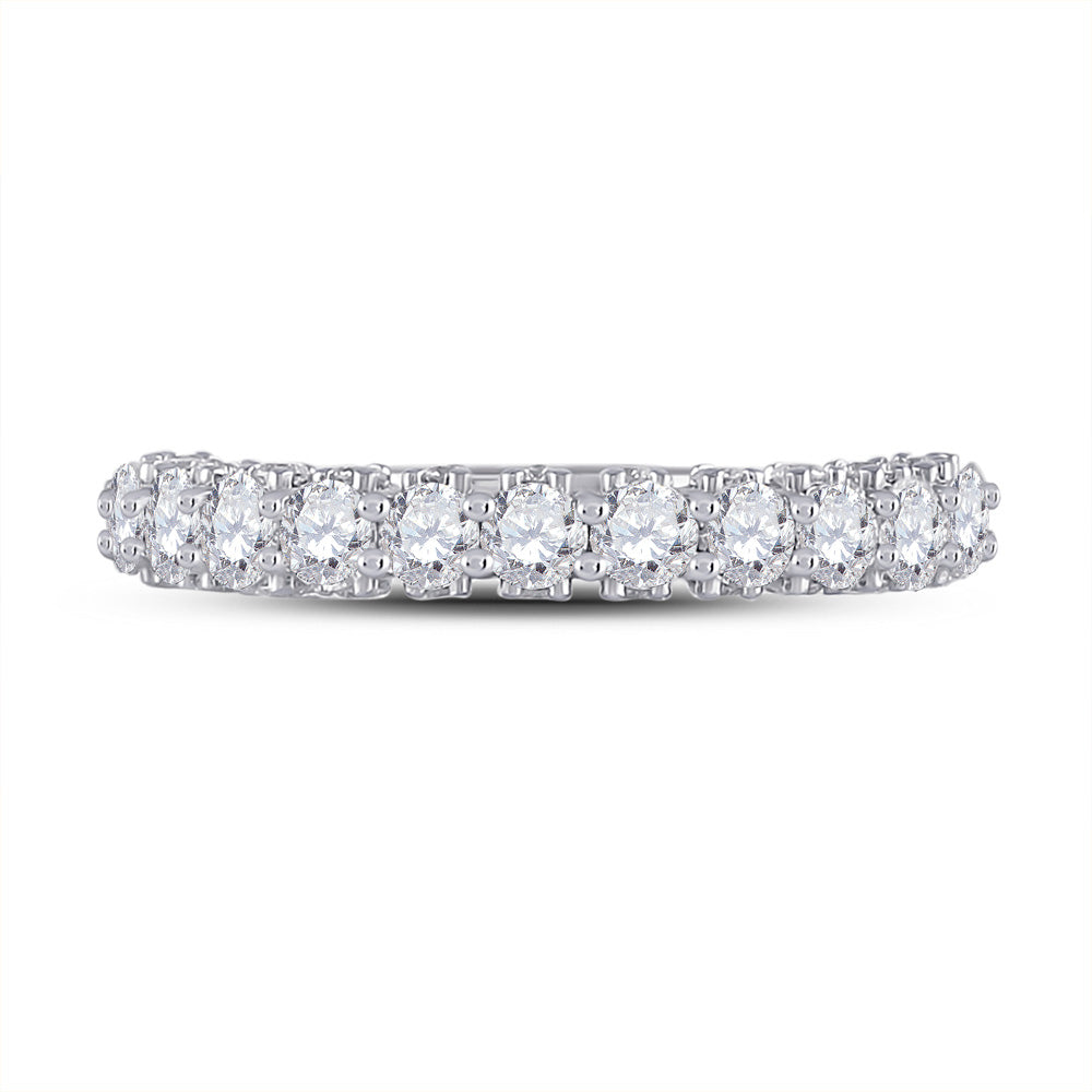 14K White Gold Womens Round Diamond Single Row Band Ring 1-5/8 Cttw, Womens Size: 5-10