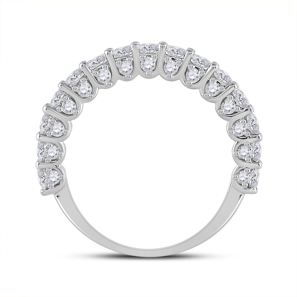 14K White Gold Womens Round Diamond Single Row Band Ring 1-5/8 Cttw, Womens Size: 5-10