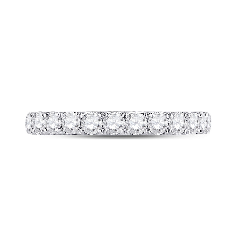 14K White Gold Womens Round Diamond Single Row Band Ring 1-1/2 Cttw, Womens Size: 5-10