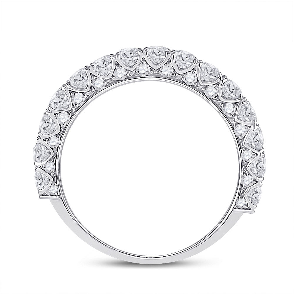 14K White Gold Womens Round Diamond Single Row Band Ring 1-1/2 Cttw, Womens Size: 5-10