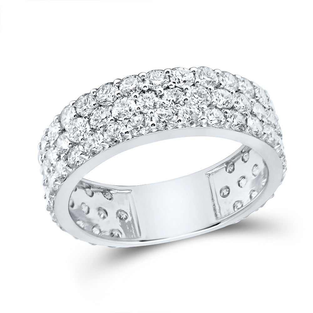14K White Gold Womens Round Diamond Pave Band Ring 2-7/8 Cttw, Womens Size: 5-10