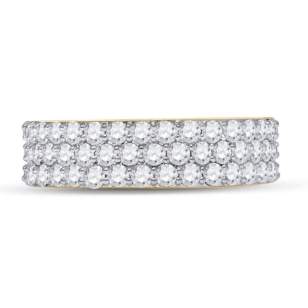 14K Yellow Or White Gold Mens Round Diamond Pave Band Ring 2-7/8 Cttw, Mens Size: 7-13