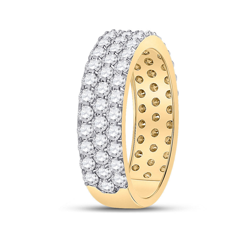 14K Yellow Or White Gold Mens Round Diamond Pave Band Ring 2-7/8 Cttw, Mens Size: 7-13