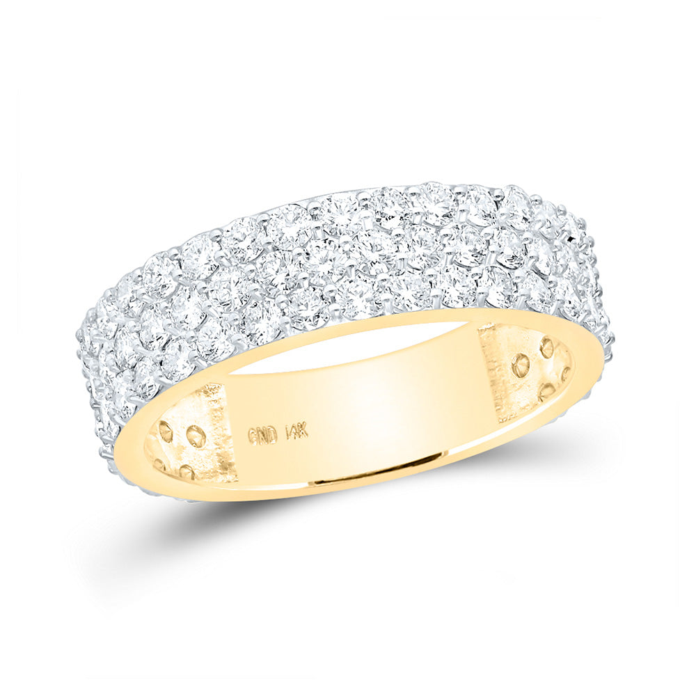 14K Yellow Or White Gold Mens Round Diamond Pave Band Ring 2-7/8 Cttw, Mens Size: 7-13