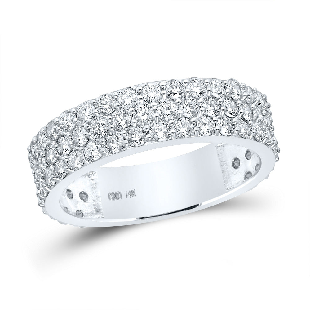 14K Yellow Or White Gold Mens Round Diamond Pave Band Ring 2-7/8 Cttw, Mens Size: 7-13