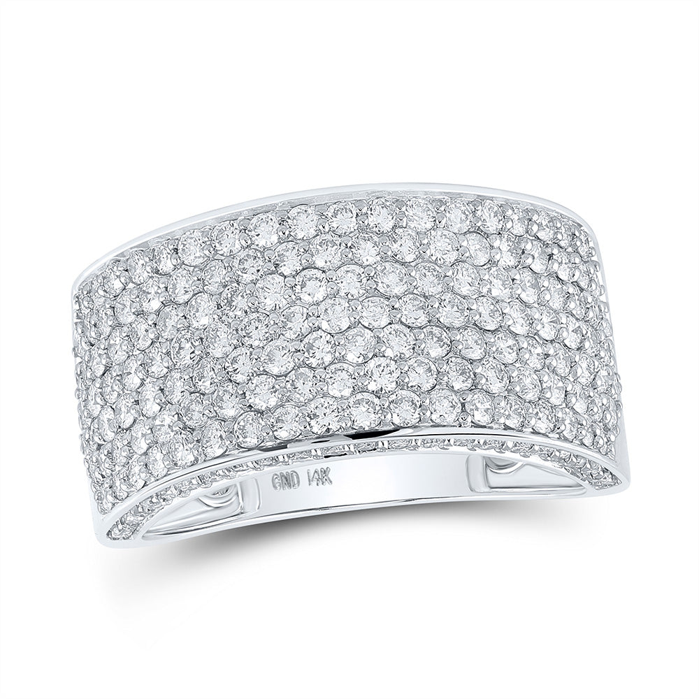 14K Yellow Or White Gold Mens Round Diamond Pave Band Ring 3-1/5 Cttw, Mens Size: 7-13