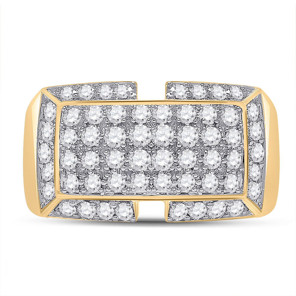 10K Yellow Gold Mens Round Diamond Fashion Ring 1 Cttw, Mens Size: 7-13