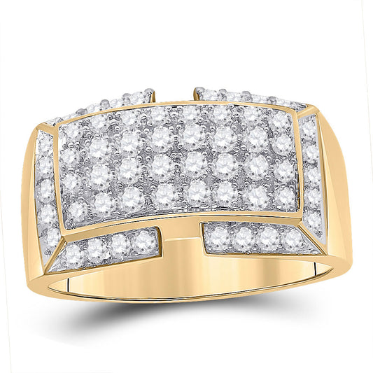 10K Yellow Gold Mens Round Diamond Fashion Ring 1 Cttw, Mens Size: 7-13