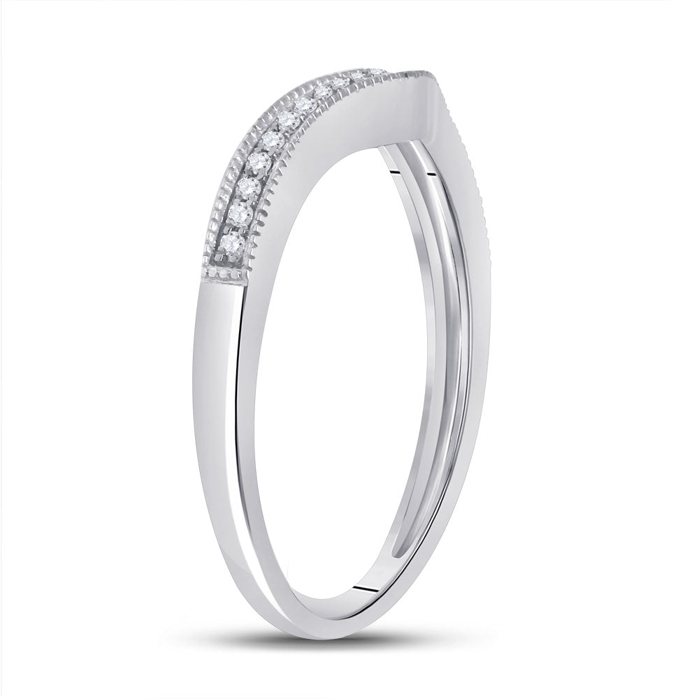 14K White Gold Womens Round Diamond Enhancer Wedding Band 1/12 Cttw, Womens Size: 5-10