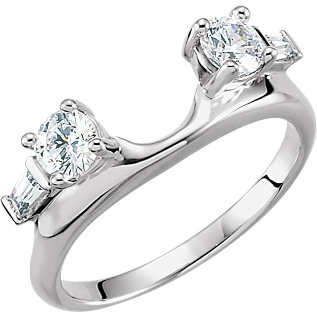 14K White Gold Round 4.1 Mm Polished 1/2 Ctw Natural Diamond Wrap-Style Ring Enhancer, Size 6