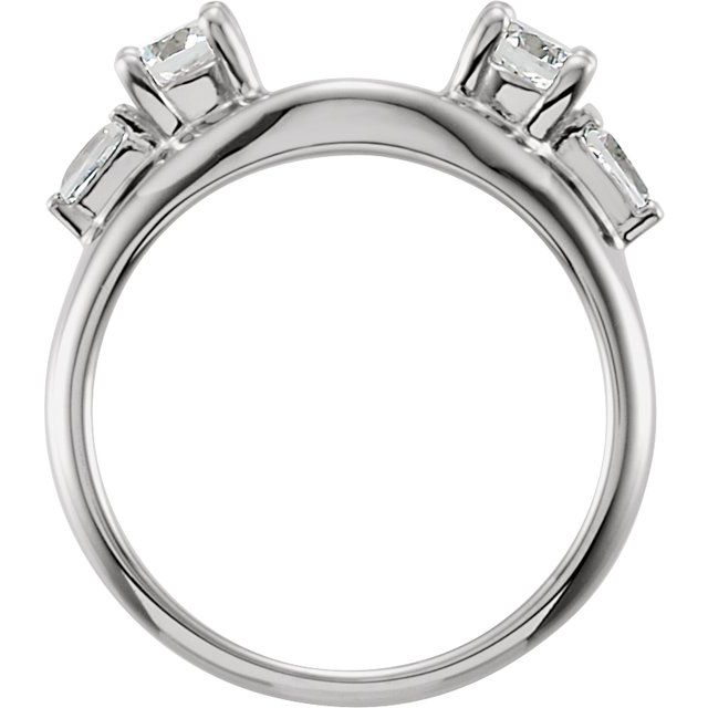 14K White Gold Round 4.1 Mm Polished 1/2 Ctw Natural Diamond Wrap-Style Ring Enhancer, Size 6