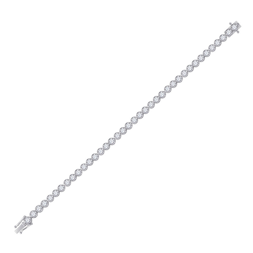 14K White Gold Womens Round Diamond Studded Tennis Bracelet 5 Cttw