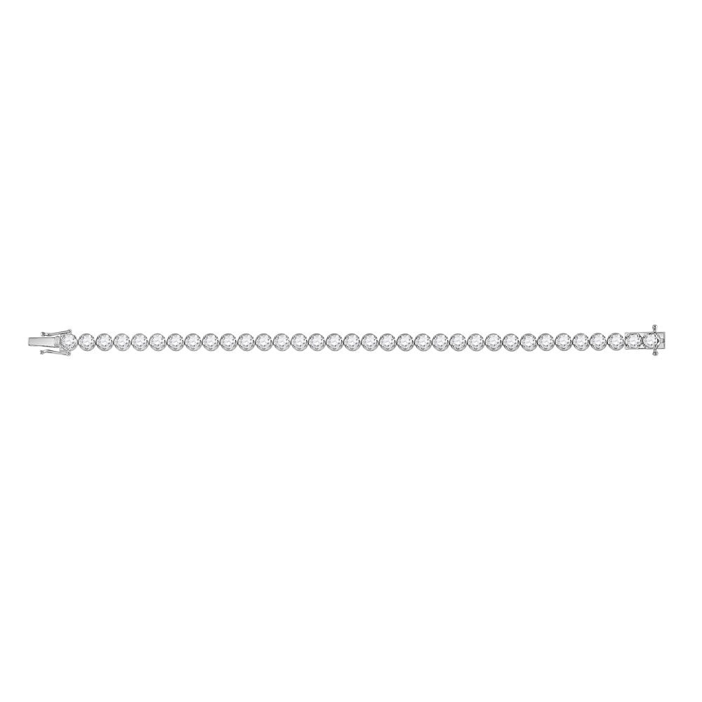 14K White Gold Womens Round Diamond Tennis Bracelet 6 Cttw