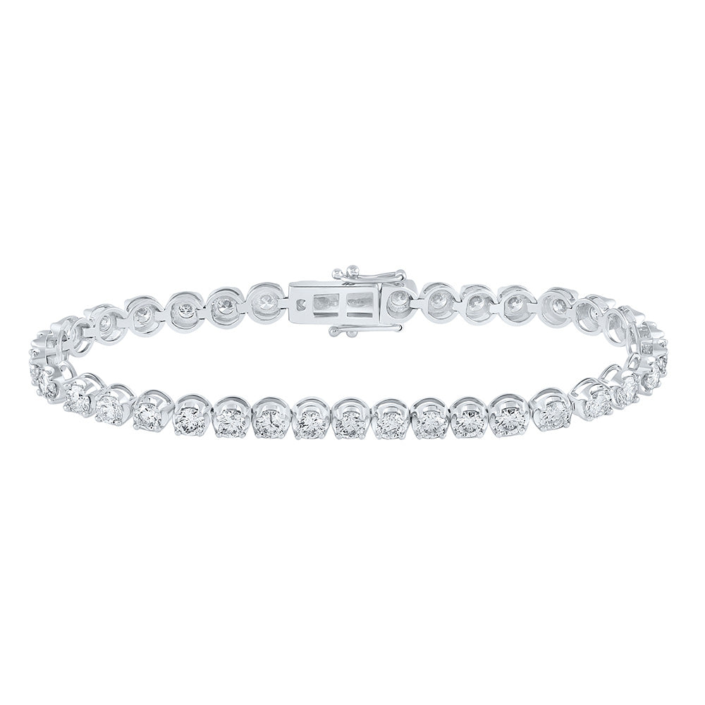 14K White Gold Womens Round Diamond Tennis Bracelet 6 Cttw