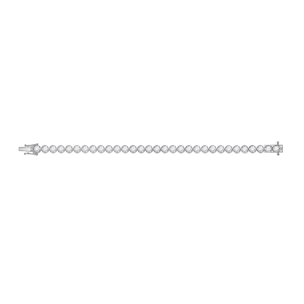14K White Gold Womens Round Diamond Tennis Bracelet 7 Cttw