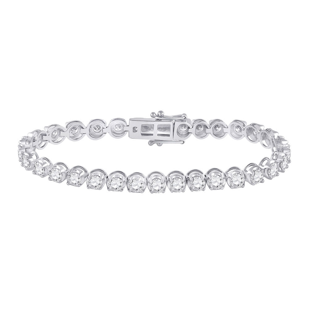 14K White Gold Womens Round Diamond Tennis Bracelet 7 Cttw