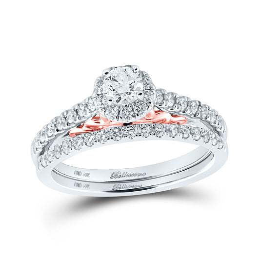 14K Two-tone Gold Round Diamond Bridal Wedding Ring Band Set 7/8 Cttw, Womens Size: 5-10