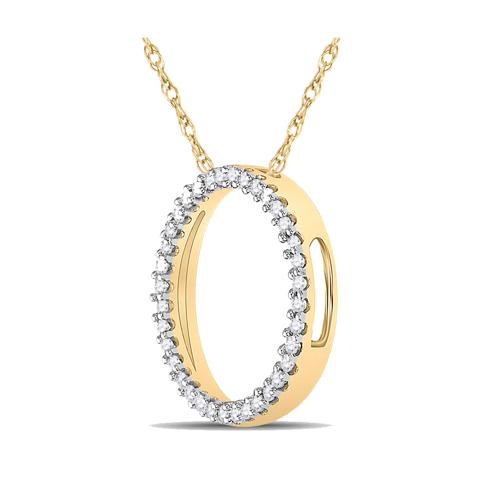 10K White Or Yellow Gold Womens Round Diamond Circle Pendant