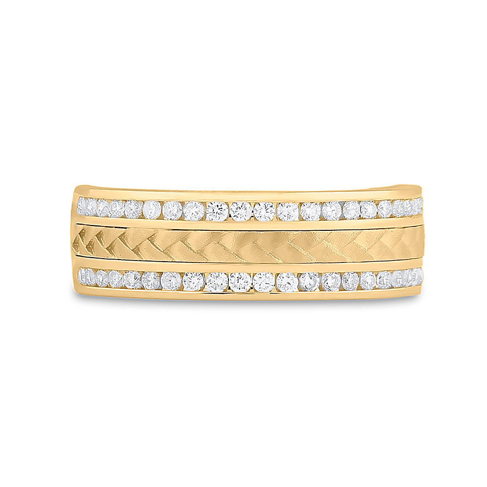 14K Yellow Gold Mens Round Diamond Wedding Braided Band Ring 1/2 Cttw, Mens Size: 7-13