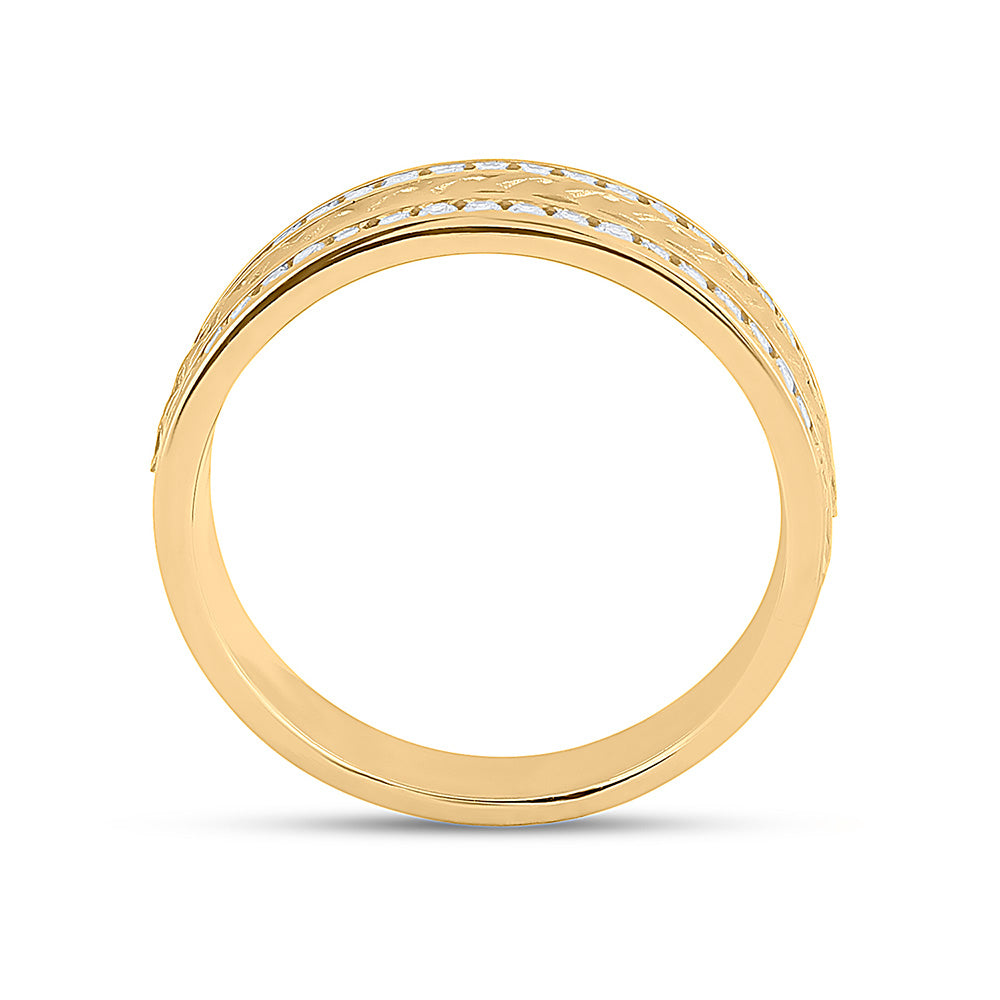 14K Yellow Gold Mens Round Diamond Wedding Braided Band Ring 1/2 Cttw, Mens Size: 7-13
