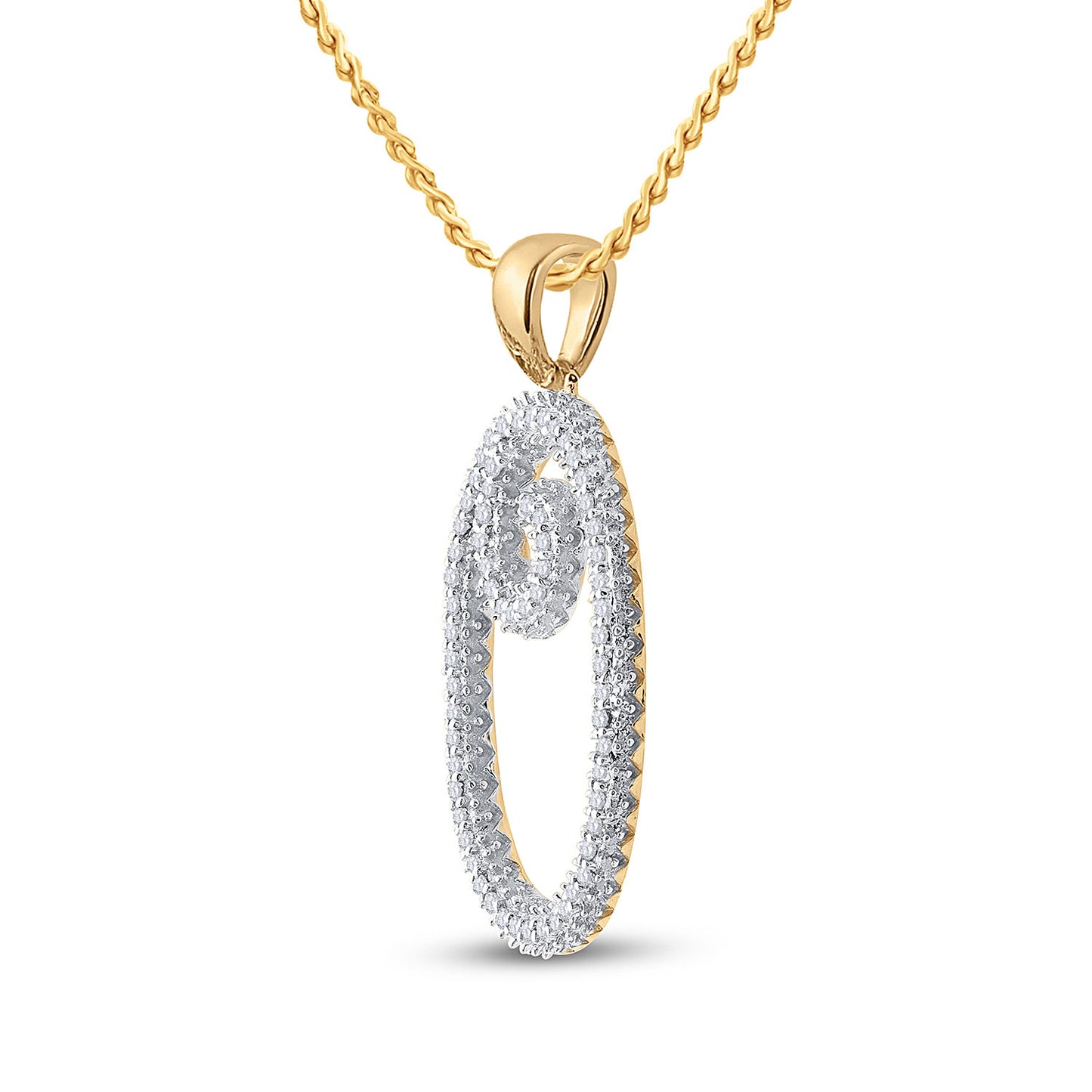 10K Yellow Gold Womens Round Diamond Initial Letter Pendant