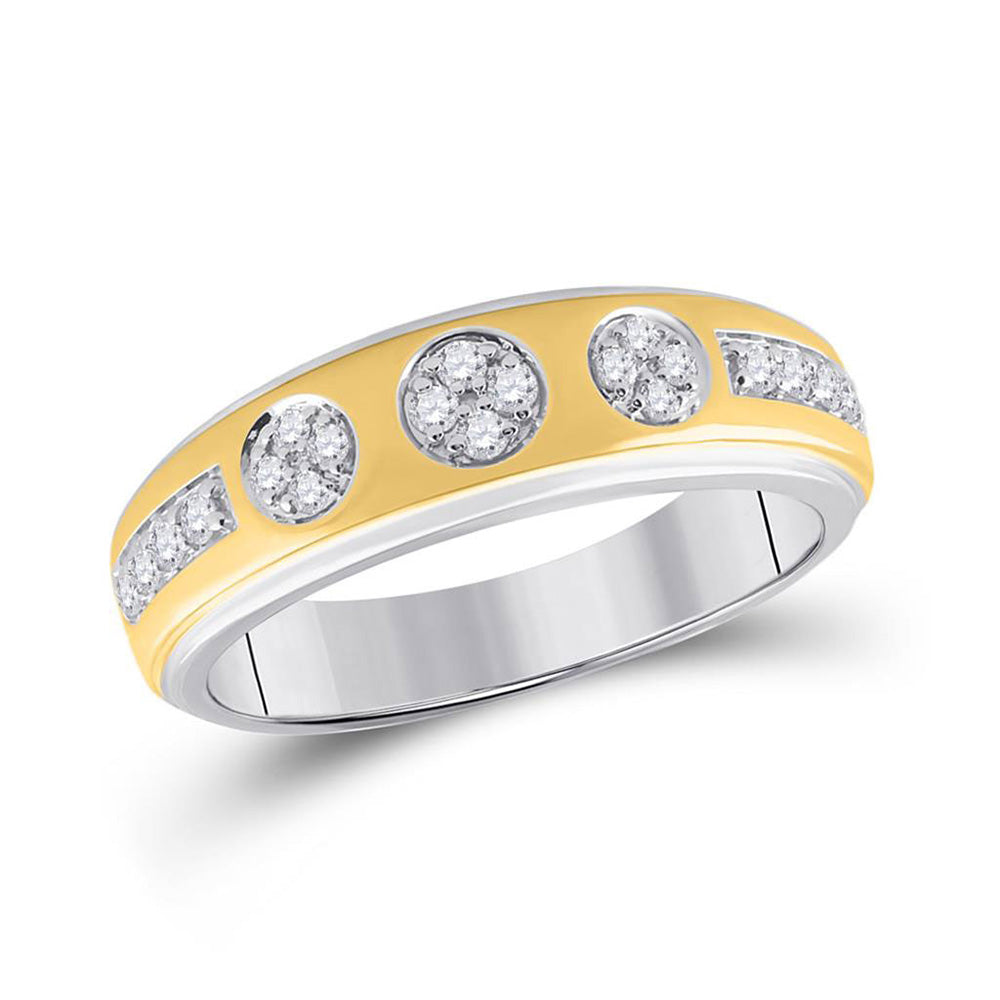 14K Two-tone Gold His Hers Round Diamond Cluster Matching Wedding Set 1 Cttw, Womens Size: 5-10, Mens Size: 7-13