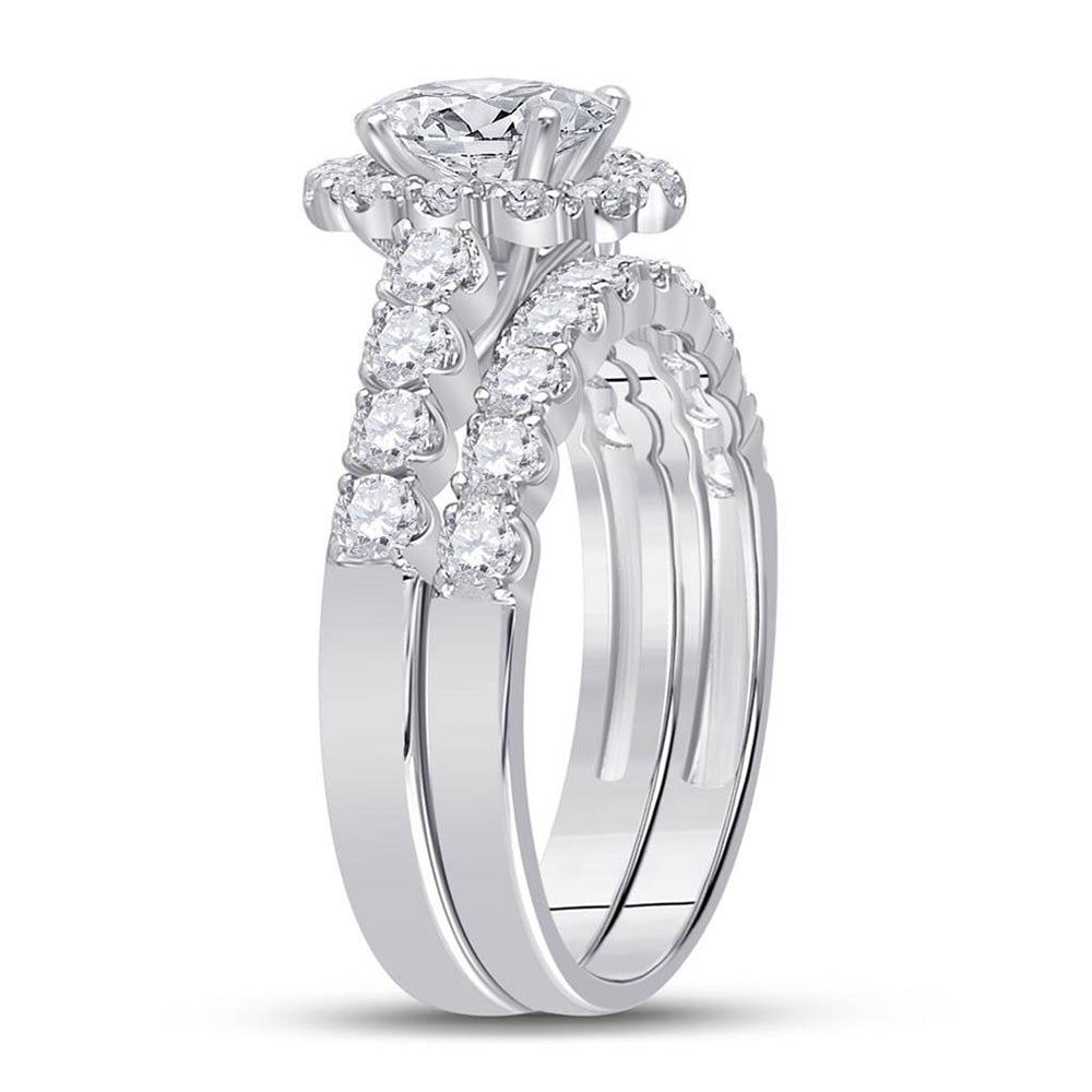 14K White Gold Oval Diamond Bridal Wedding Ring Band Set 2 Cttw, Womens Size: 5-10