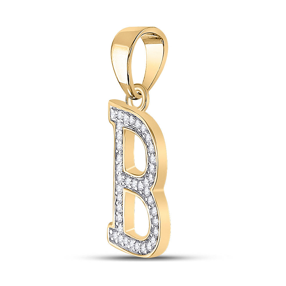 10K White Or Yellow Gold Womens Round Diamond Initial B Letter Pendant