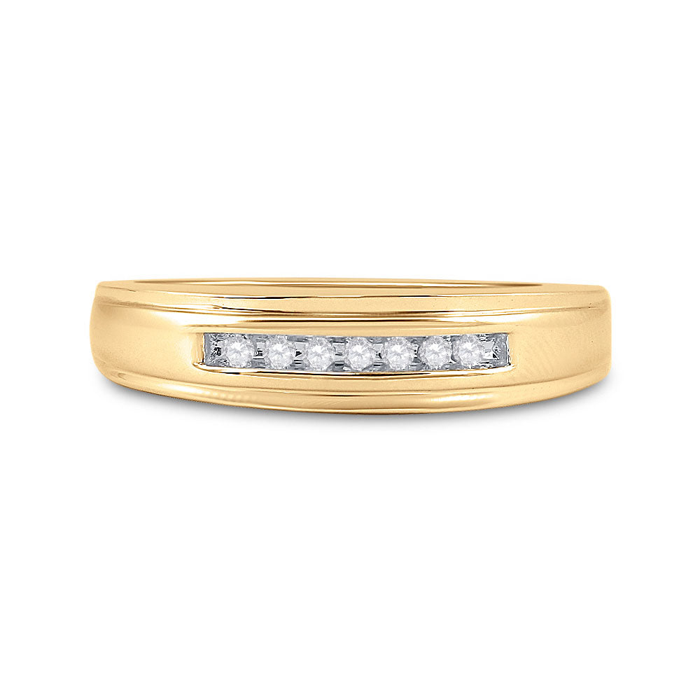 10K Yellow Gold Mens Round Diamond Wedding Band Ring 1/12 Cttw, Mens Size: 7-13