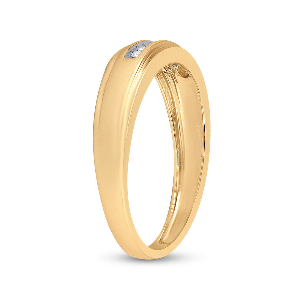 10K Yellow Gold Mens Round Diamond Wedding Band Ring 1/12 Cttw, Mens Size: 7-13