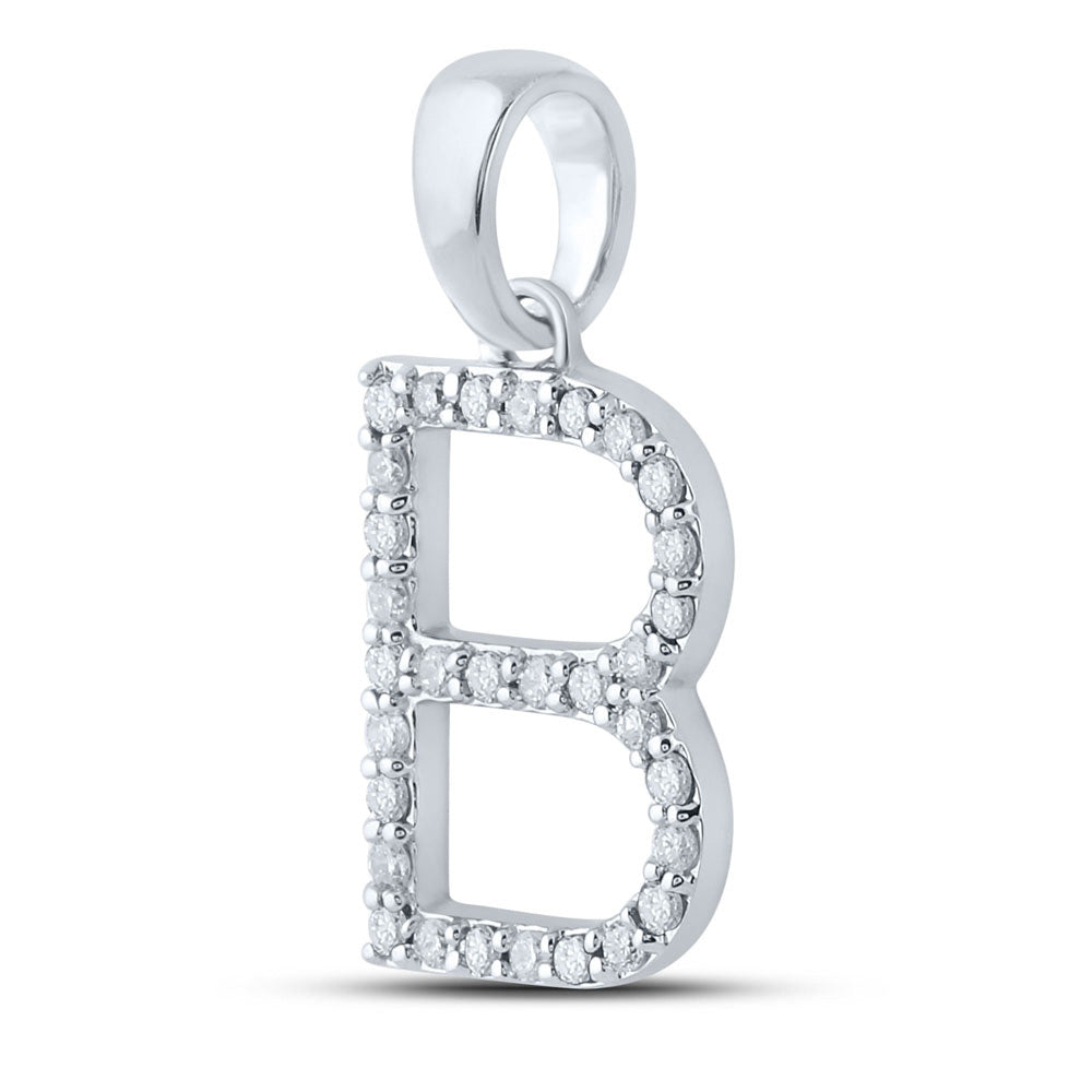 10K White Or Yellow Gold Womens Round Diamond B Initial Letter Pendant