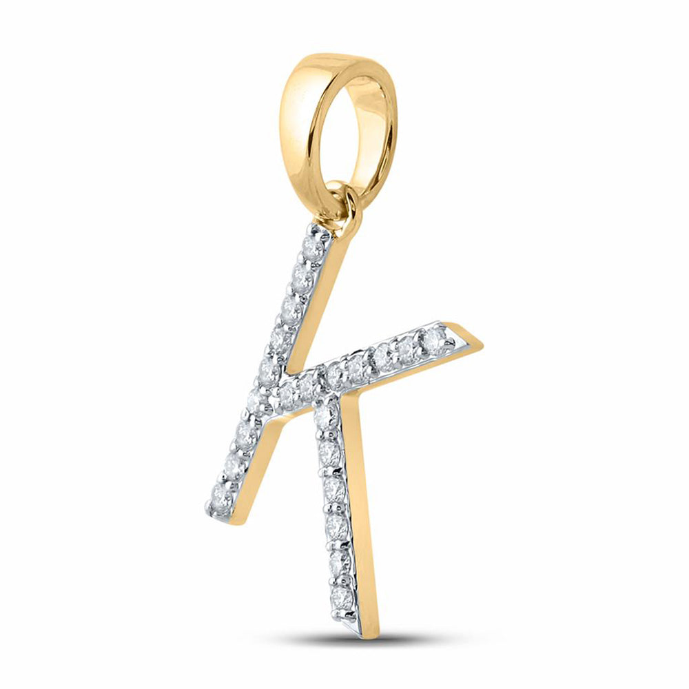 10K White Or Yellow Gold Womens Round Diamond K Initial Letter Pendant