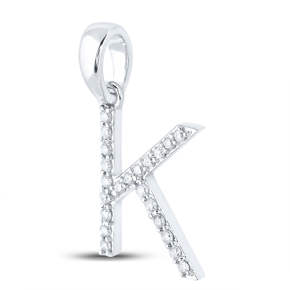 10K White Or Yellow Gold Womens Round Diamond K Initial Letter Pendant