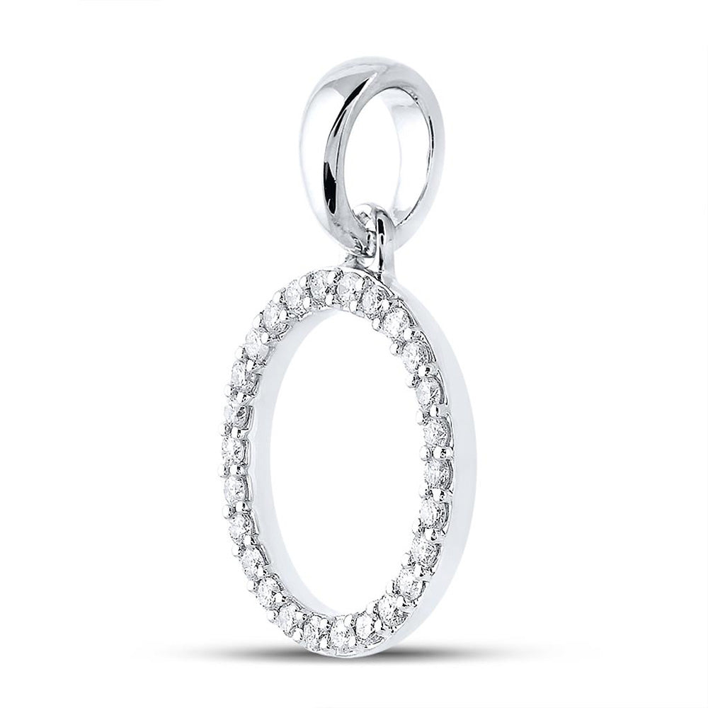 10K White Or Yellow Gold Womens Round Diamond O Initial Letter Pendant