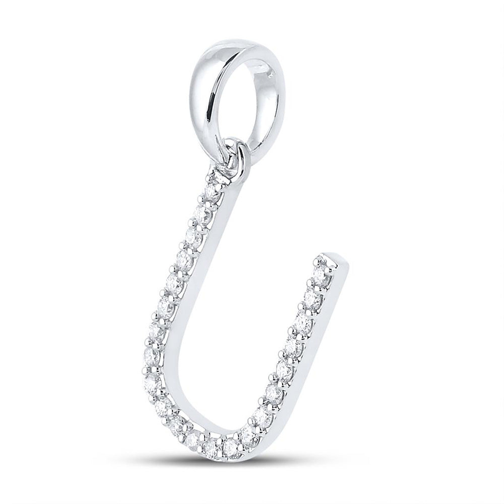 10K White Or Yellow Gold Womens Round Diamond U Initial Letter Pendant