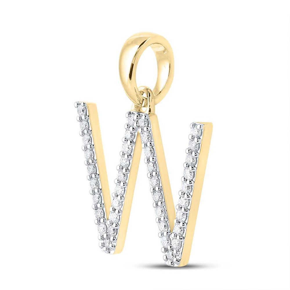 10K White Or Yellow Gold Womens Round Diamond W Initial Letter Pendant