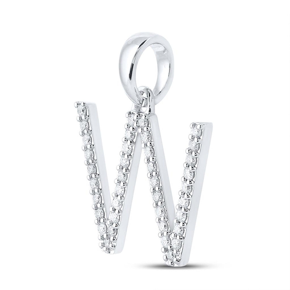 10K White Or Yellow Gold Womens Round Diamond W Initial Letter Pendant
