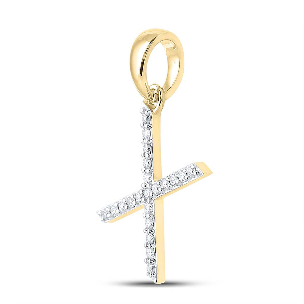 10K White Or Yellow Gold Womens Round Diamond X Letter Pendant