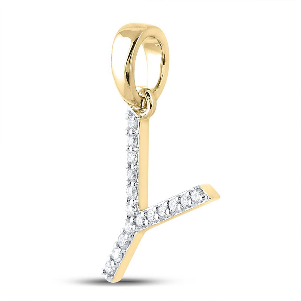 10K White Or Yellow Gold Womens Round Diamond Y Initial Letter Pendant
